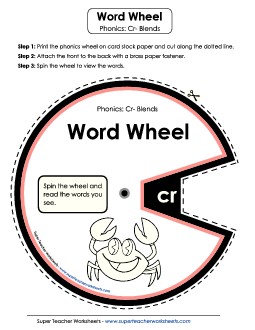 Word Wheel (Cr- Words)  Phonics Blends Worksheet