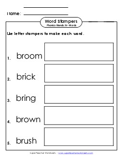 Letter Stampers (Br- Words) Phonics Blends Worksheet