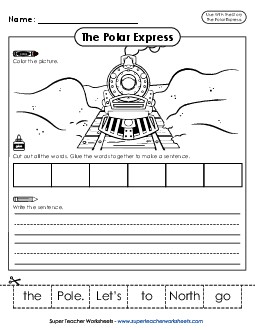 Make a Sentence  Picture Book Polar Express Worksheet