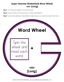 Word Wheel: Long OO Words Word Wheels Worksheet