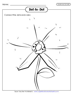 Flower Dot-to-Dot (Uppercase) Alphabet Worksheet