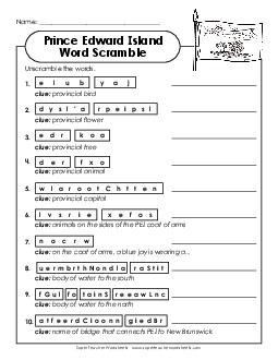 Word Scramble Canada Worksheet