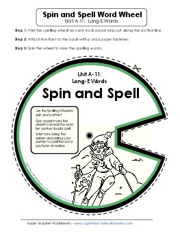 Spin and Spell (A-11) Spelling A Worksheet