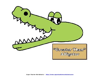 Poster: Greater and Less Alligators Free Place Value Worksheet