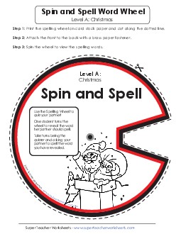 Spin-and-Spell Word Wheel (A-Christmas)  Spelling A Worksheet