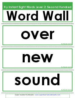 Word Wall: Level 2 Fry Worksheet