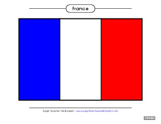 French Flag (Full Color) France Worksheet