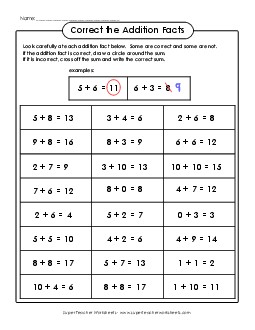 Correct the Addition Worksheet