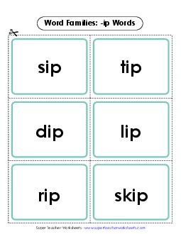 Flashcards (-ip) Word Families Worksheet