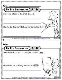 Fix the Sentences A-116 through A-120 Worksheet