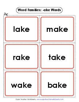 Flashcards (-ake) Word Families Worksheet