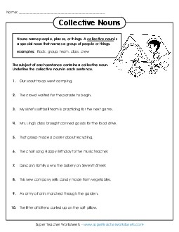 Collective Noun Sentences Nouns Worksheet