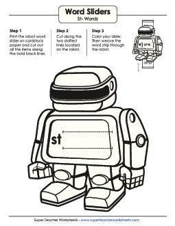 Word Slider (St- Words) Phonics Blends Worksheet