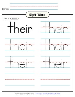 Trace the Word: Their Sight Words Individual Worksheet