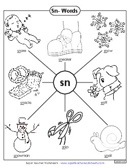 Anchor Chart (Sn- Words) Phonics Blends Worksheet