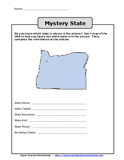 Mystery State: Oregon States Worksheet