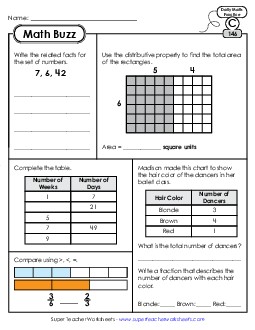 Math Buzz: Week 30 Worksheets 146 through 150 Daily Math Review Worksheet