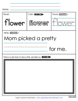 Worksheet 3: Flower Free Sight Words Individual Worksheet