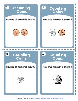 Task Cards: Coins (Basic) Counting Money Worksheet