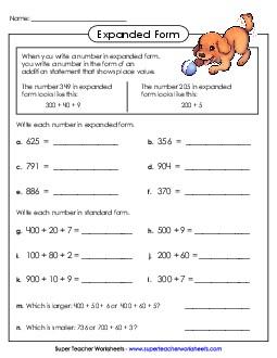 Expanded Form 2nd Grade Math Worksheet