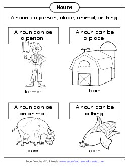 Nouns Anchor Chart Worksheet