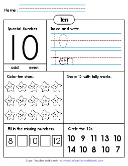 Special Number: 10 Counting Worksheet