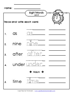 Read, Trace, Write (Unit 29) Sight Words Worksheet