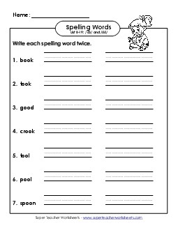 Write Twice (B-19) Spelling B Worksheet