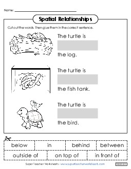 Turtle Cut & Glue Spatial Relationships Worksheet