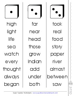 Fluency Dice Game: Third Hundred, #1-50 Fry Worksheet