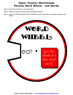 Word Wheel: -eat Words Phonics Worksheet