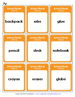 Flashcards (C-School Words)  Spelling C Worksheet