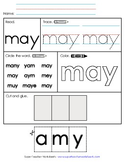 Worksheet 2: May Sight Words Individual Worksheet