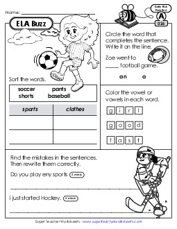 ELA Buzz: Week 6 Worksheets 26 through 30 Daily Ela Review Worksheet