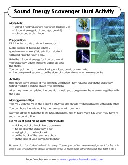 Classroom Scavenger Hunt: Sound Energy Worksheet