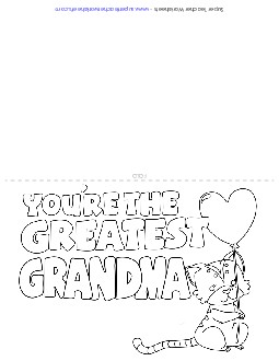 Card: Greatest Grandma Mothers Day Worksheet