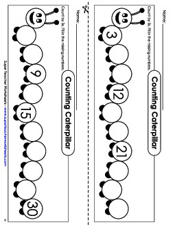 Caterpillar - Count By 3s Counting Worksheet