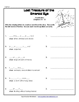 Vocabulary for Chapters 10-12 Book Geronimo Stilton Worksheet