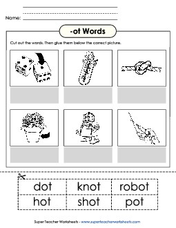 Cut and Glue (-ot) Word Families Worksheet