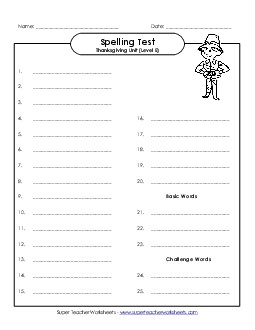 Spelling Test Spelling E Worksheet