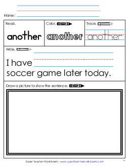 Worksheet 3: Another Sight Words Individual Worksheet