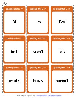 Flashcards (C-19) Spelling C Worksheet