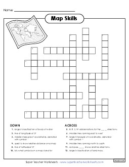 Map Skills Crossword 3rd Grade 3rd Grade Social Studies Worksheet