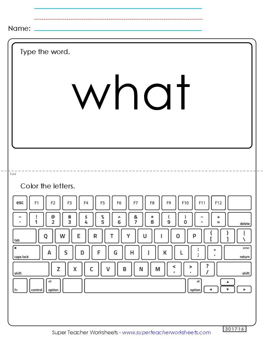 Type the Word: What Sight Words Individual Worksheet