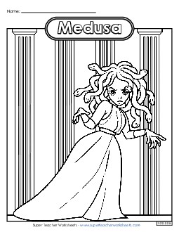 New Coloring Page: Medusa Spanish Worksheet