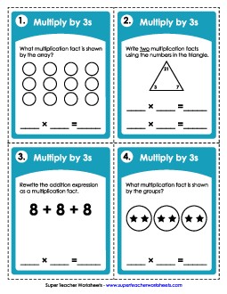 Task Cards: Multiplying by 3s Multiplication Worksheet