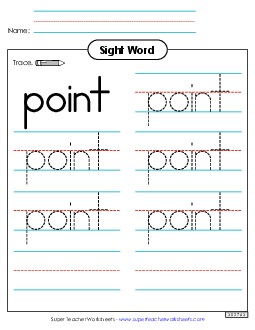 Trace the Word: Point Sight Words Individual Worksheet