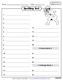 Spelling Test  Spelling F Worksheet