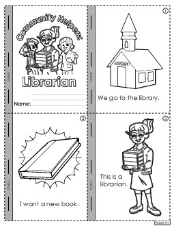 Mini-Book: Librarian Community Helpers Worksheet