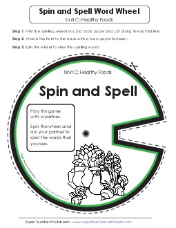 Spin and Spell (C-Healthy Foods)  Spelling C Worksheet